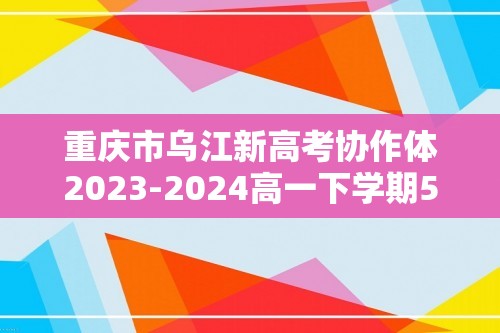 重庆市乌江新高考协作体2023-2024高一下学期5月期中考试 化学（答案）