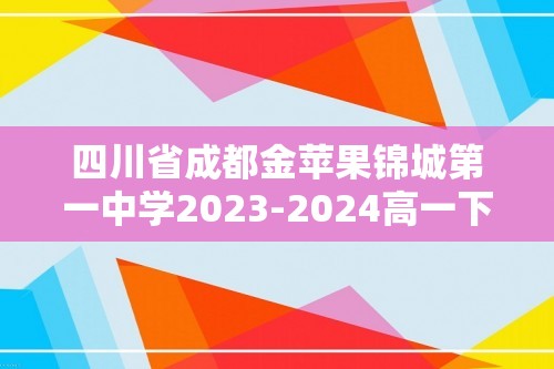四川省成都金苹果锦城第一中学2023-2024高一下学期5月期中考试化学试题（答案）