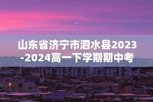 山东省济宁市泗水县2023-2024高一下学期期中考试化学试题（答案）