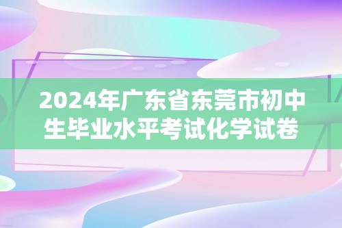 2024年广东省东莞市初中生毕业水平考试化学试卷（答案）