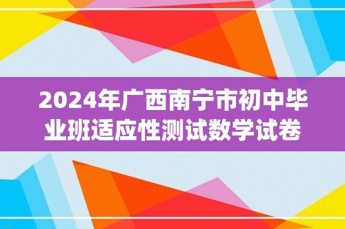 2024年广西南宁市初中毕业班适应性测试数学试卷(图片版无答案)