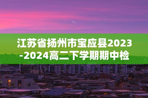 江苏省扬州市宝应县2023-2024高二下学期期中检测化学试卷（答案）
