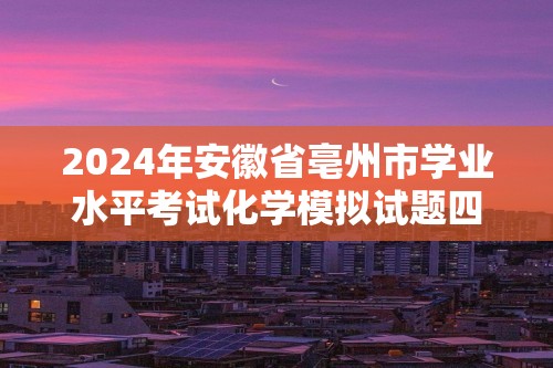 2024年安徽省亳州市学业水平考试化学模拟试题四（答案）