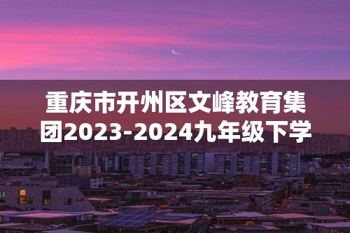 重庆市开州区文峰教育集团2023-2024九年级下学期4月期中化学试题（PDF无答案）