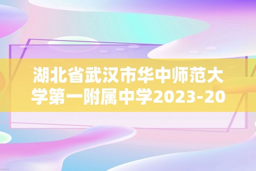 湖北省武汉市华中师范大学第一附属中学2023-2024高二下学期期中化学试题（答案）