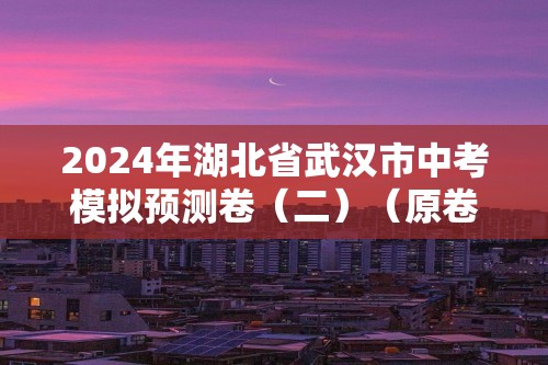 2024年湖北省武汉市中考模拟预测卷（二）（原卷版+解析版）